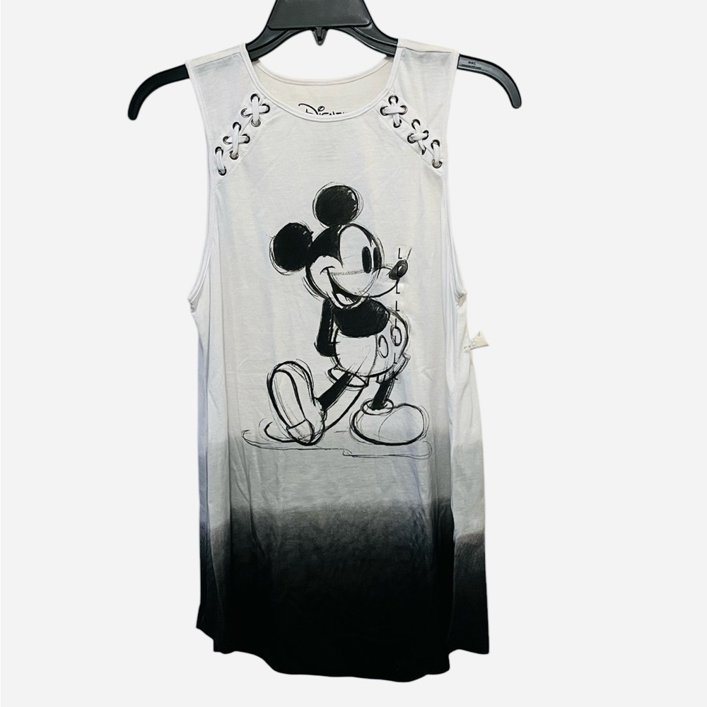 Disney Ombré Ribbon Embellished Mickey Graphic Print Tank Top